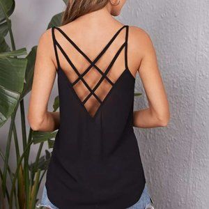 black Crisscross Back Cami Top black